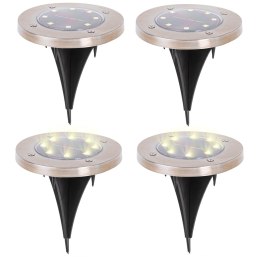 Lampy solarne gruntowe najazdowe ogrodowe wbijane świecący dysk 8LED 4szt. ciepły biały