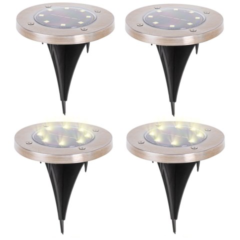 Lampy solarne gruntowe najazdowe ogrodowe wbijane świecący dysk 8LED 4szt. ciepły biały Lampy solarne gruntowe najazdowe ogrodowe wbijane świecący dysk 8LED 4szt. ciepły biały