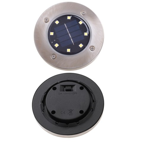 Lampy solarne gruntowe najazdowe ogrodowe wbijane świecący dysk 8LED 4szt. ciepły biały Lampy solarne gruntowe najazdowe ogrodowe wbijane świecący dysk 8LED 4szt. ciepły biały