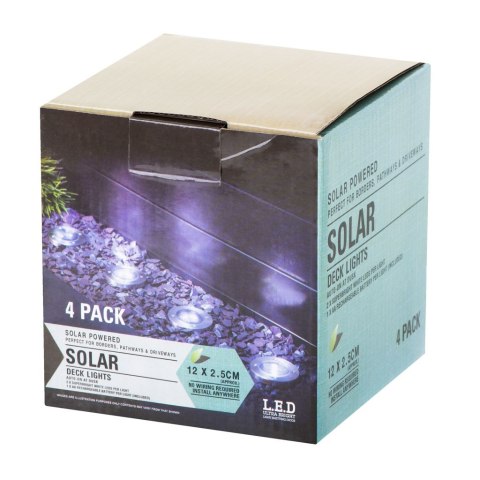 Lampy solarne gruntowe najazdowe ogrodowe wbijane świecący dysk 8LED 4szt. ciepły biały Lampy solarne gruntowe najazdowe ogrodowe wbijane świecący dysk 8LED 4szt. ciepły biały