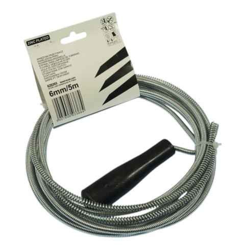 Spirala hydrauliczna żmijka przetykacz rur 6MMx5M ocynkowana Spirala hydrauliczna żmijka przetykacz rur 6MMx5M ocynkowana