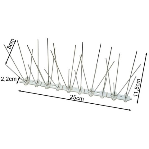Gęste kolce na ptaki gołębie kolce przeciw ptakom 10x 25 cm kolce 2-4-2-4, szerokość: 8cm, Wysokość: 11,5cm Gęste kolce na ptaki gołębie kolce przeciw ptakom 10x 25 cm kolce 2-4-2-4, szerokość: 8cm, Wysokość: 11,5cm