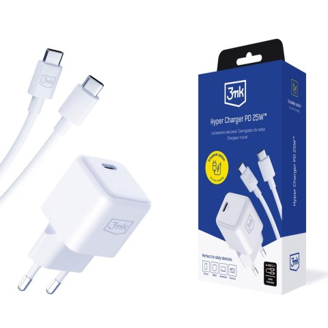 Ładowarka sieciowa 3mk Hyper Charger PD 25W + kabel C-C Ładowarka sieciowa 3mk Hyper Charger PD 25W + kabel C-C