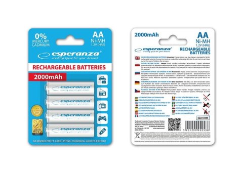 Akumulatorki AA Esperanza 2000mAh 4szt. białe Akumulatorki AA Esperanza 2000mAh 4szt. białe