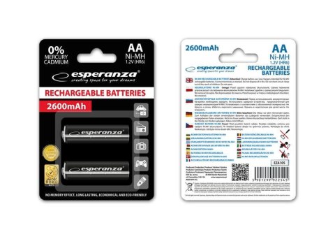 Akumulatorki AA Esperanza 2600mAh 2szt. czarne Akumulatorki AA Esperanza 2600mAh 2szt. czarne