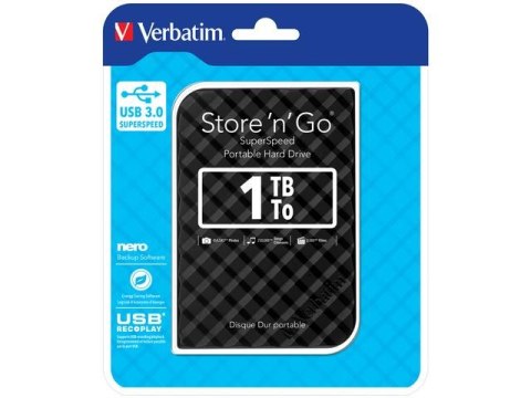 Dysk zewnętrzny Verbatim 1TB Store 'n' Go 2.5" 5400 USB 3.0 czarny Dysk zewnętrzny Verbatim 1TB Store 'n' Go 2.5" 5400 USB 3.0 czarny