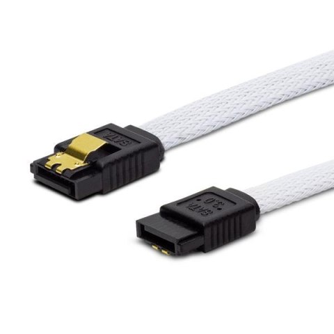 Kabel SATA III SAVIO GAK-05 0,5m, oplot biały, prosty, złote zatrzaski Kabel SATA III SAVIO GAK-05 0,5m, oplot biały, prosty, złote zatrzaski