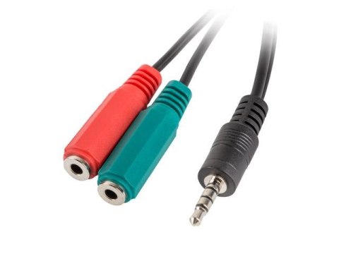 Kabel adapter Lanberg Minijack 3,5mm 4-pin (M) -> 2x Minijack 3,5mm 3-pin (F) (słuchawki + mikrofon) 0,2m czarny Kabel adapter Lanberg Minijack 3,5mm 4-pin (M) -> 2x Minijack 3,5mm 3-pin (F) (słuchawki + mikrofon) 0,2m czarny