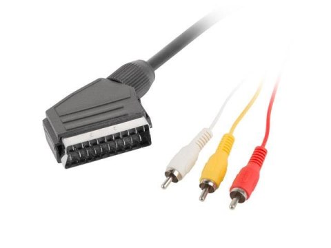 Kabel adapter Lanberg SCART - 3x RCA 1,8m czarny Kabel adapter Lanberg SCART - 3x RCA 1,8m czarny