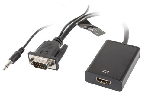 Kabel adapter Lanberg VGA (M) + Audio -> HDMI (F) czarny Kabel adapter Lanberg VGA (M) + Audio -> HDMI (F) czarny