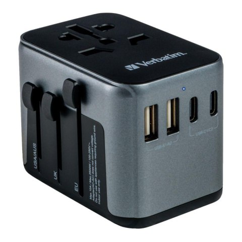 Adapter podróżny Verbatim UTA-03 globalny 1xUSB-C PD 30W QC 18W, 1xUSB-C 15W, 2xUSB-A 12W Adapter podróżny Verbatim UTA-03 globalny 1xUSB-C PD 30W QC 18W, 1xUSB-C 15W, 2xUSB-A 12W