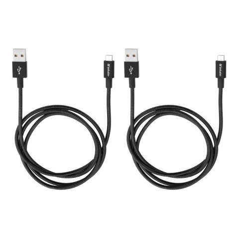 Kable Verbatim micro USB-B(M) - USB-A(M) 1m 2-pak czarny Kable Verbatim micro USB-B(M) - USB-A(M) 1m 2-pak czarny