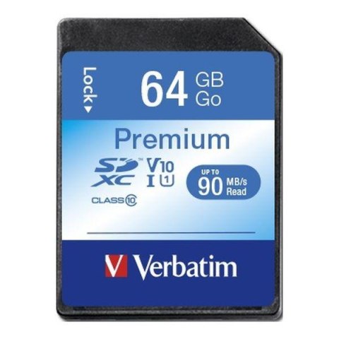 Karta pamięci SDXC Verbatim Premium U1 64GB (90 MB/s) Class 10 UHS-1 V10 Karta pamięci SDXC Verbatim Premium U1 64GB (90 MB/s) Class 10 UHS-1 V10