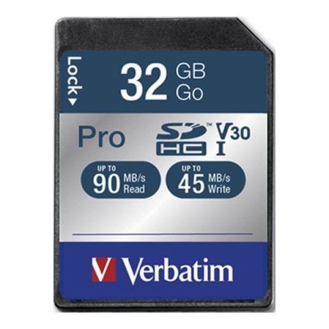 Karta pamięci SDHC Verbatim Pro U3 32GB (90/45 MB/s) Class 10 UHS-1 V30 Karta pamięci SDHC Verbatim Pro U3 32GB (90/45 MB/s) Class 10 UHS-1 V30