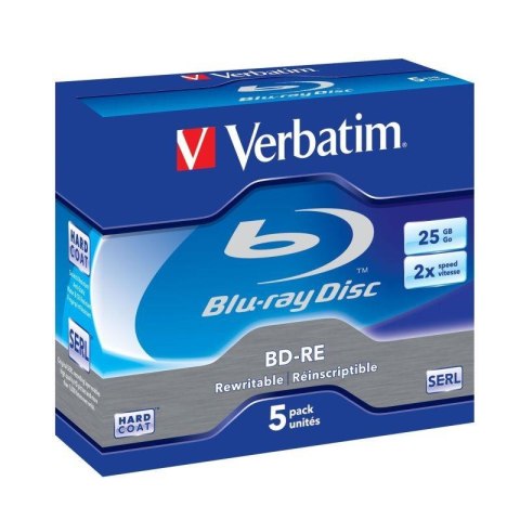 Płyty BD-RE Verbatim 2x 25GB (Jewel Case 5) Blu-Ray WHITE BLUE Płyty BD-RE Verbatim 2x 25GB (Jewel Case 5) Blu-Ray WHITE BLUE