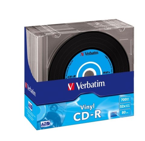 Płyty CD-R Verbatim 52x 700MB (Slim 10) VINYL AZO Płyty CD-R Verbatim 52x 700MB (Slim 10) VINYL AZO