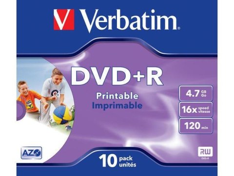 Płyty DVD+R Verbatim 4.7GB X16 printable (10 Jewel Case) Płyty DVD+R Verbatim 4.7GB X16 printable (10 Jewel Case)