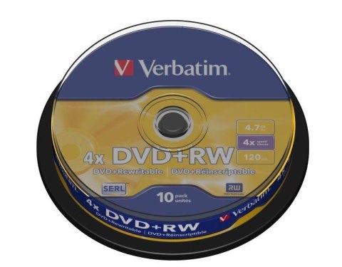 Płyty DVD+RW Verbatim 4x 4.7GB Matt Silver (cake 10) Płyty DVD+RW Verbatim 4x 4.7GB Matt Silver (cake 10)