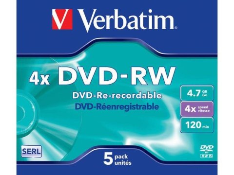 Płyty DVD-RW Verbatim 4.7GB X4 MATT Silver (5 Jewel Case) Płyty DVD-RW Verbatim 4.7GB X4 MATT Silver (5 Jewel Case)