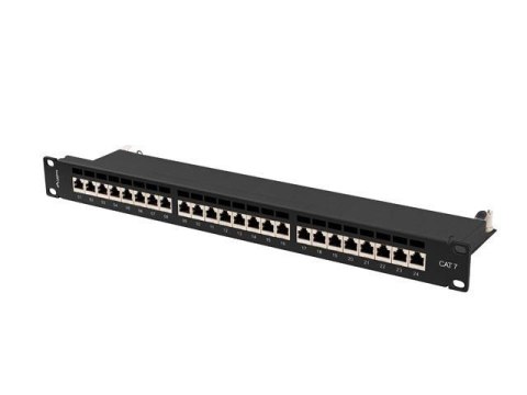 Patch panel Lanberg 24 port 1U kat.7 ekranowany czarny Patch panel Lanberg 24 port 1U kat.7 ekranowany czarny