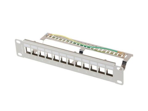 Patch panel pusty Lanberg 12 Port 1U 10" FTP z organizerem do modułów Keystone szary Patch panel pusty Lanberg 12 Port 1U 10" FTP z organizerem do modułów Keystone szary