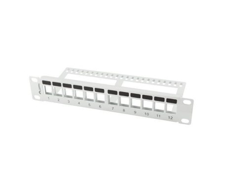 Patch panel pusty Lanberg 12 port 1U 10" z organizerem do modułów keystone szary Patch panel pusty Lanberg 12 port 1U 10" z organizerem do modułów keystone szary