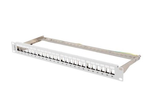 Patch panel pusty Lanberg PPKS-0924-S 24 port 1U 19" do modułów keystone szary Patch panel pusty Lanberg PPKS-0924-S 24 port 1U 19" do modułów keystone szary