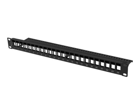 Patch panel pusty Lanberg PPKS-1024-B 24 port 1U 19" do modułów keystone czarny Patch panel pusty Lanberg PPKS-1024-B 24 port 1U 19" do modułów keystone czarny