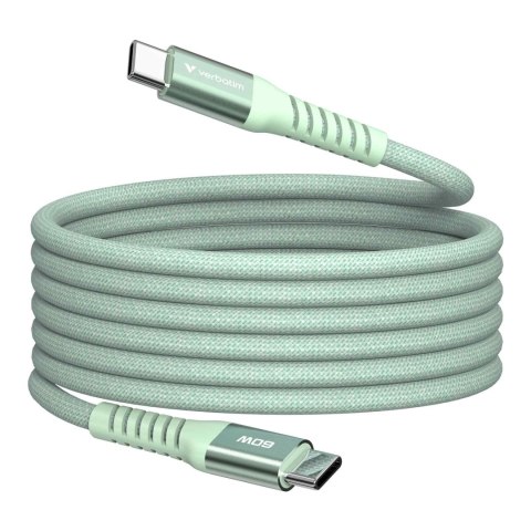 Kabel Verbatim USB-C(M) - USB-C(M) 1,2m, 60W, PD, zielony Kabel Verbatim USB-C(M) - USB-C(M) 1,2m, 60W, PD, zielony
