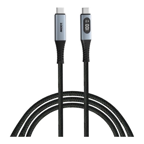Kabel Verbatim USB-C(M) - USB-C(M) z wyświetlaczem, 1,2m, 100W, PD, czarny Kabel Verbatim USB-C(M) - USB-C(M) z wyświetlaczem, 1,2m, 100W, PD, czarny