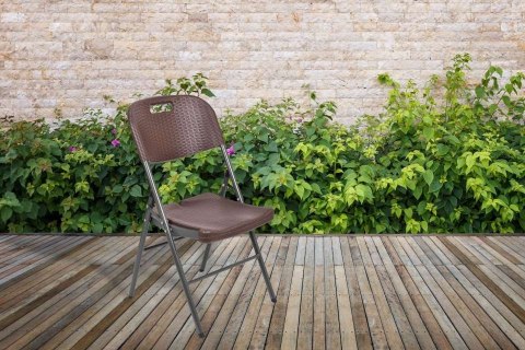 Krzesło cateringowe składane RATTAN brązowe Krzesło cateringowe składane RATTAN brązowe