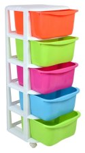 Plastikowy regał na kółkach z 5 kolorowymi szufladami Plastikowy regał na kółkach z 5 kolorowymi szufladami