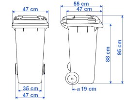 Pojemnik na odpady 120L kosz brązowy