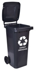 Pojemnik na odpady 120L kosz czarny Pojemnik na odpady 120L kosz czarny
