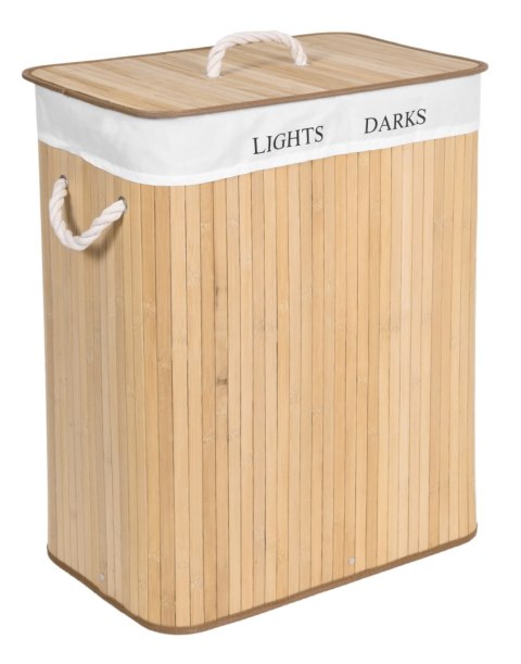 Kosz bambusowy na pranie 100L 2 komory naturalny Kosz bambusowy na pranie 100L 2 komory naturalny