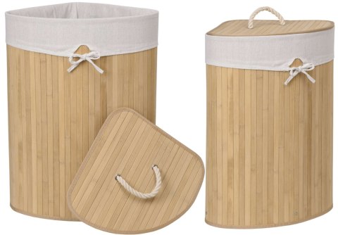 Kosz narożny na pranie bambusowy 60L naturalny Kosz narożny na pranie bambusowy 60L naturalny