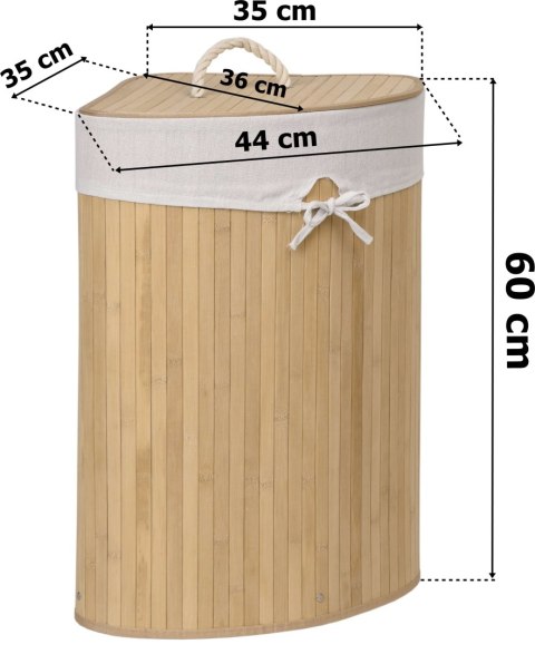 Kosz narożny na pranie bambusowy 60L naturalny Kosz narożny na pranie bambusowy 60L naturalny