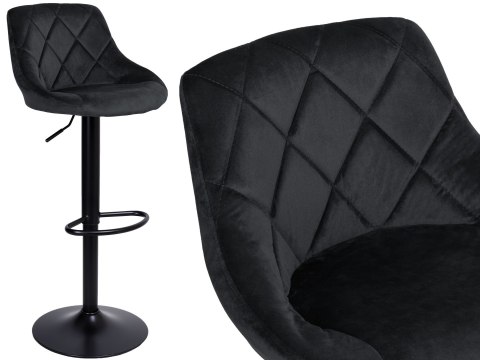Krzesło barowe CYDRO BLACK welurowe czarne Krzesło barowe CYDRO BLACK welurowe czarne