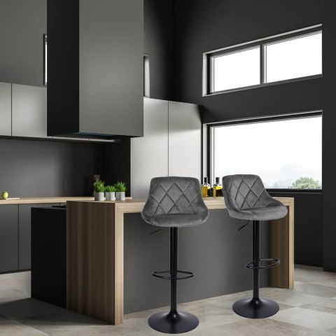 Krzesło barowe CYDRO BLACK welurowe grafitowe Krzesło barowe CYDRO BLACK welurowe grafitowe