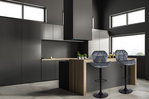 Krzesło barowe GORDON BLACK aksamitne grafitowe VELVET Krzesło barowe GORDON BLACK aksamitne grafitowe VELVET
