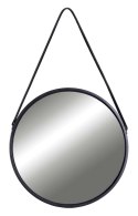 Lustro wiszące okrągłe MIRAGE na pasku 50 cm czarne Lustro wiszące okrągłe MIRAGE na pasku 50 cm czarne