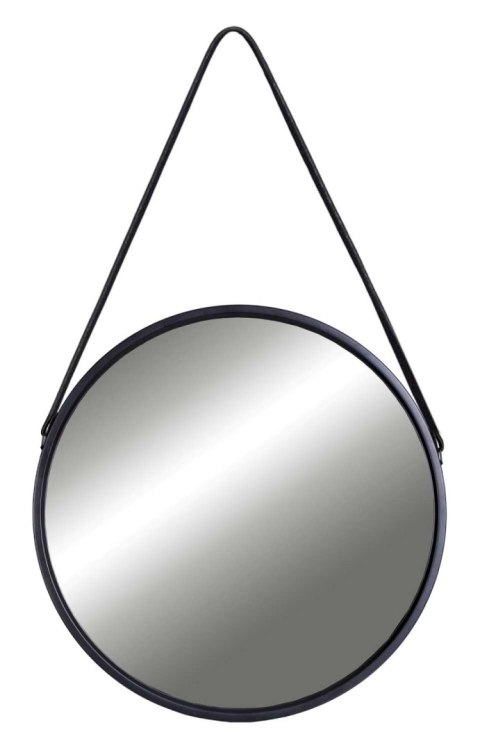 Lustro wiszące okrągłe MIRAGE na pasku 50 cm czarne Lustro wiszące okrągłe MIRAGE na pasku 50 cm czarne