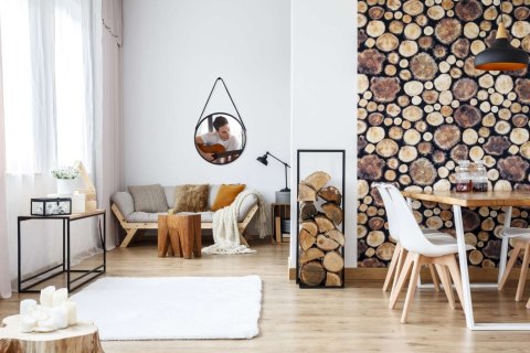 Lustro wiszące okrągłe MIRAGE na pasku 50 cm czarne Lustro wiszące okrągłe MIRAGE na pasku 50 cm czarne