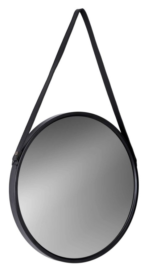 Lustro wiszące okrągłe MIRAGE na pasku 50 cm czarne Lustro wiszące okrągłe MIRAGE na pasku 50 cm czarne