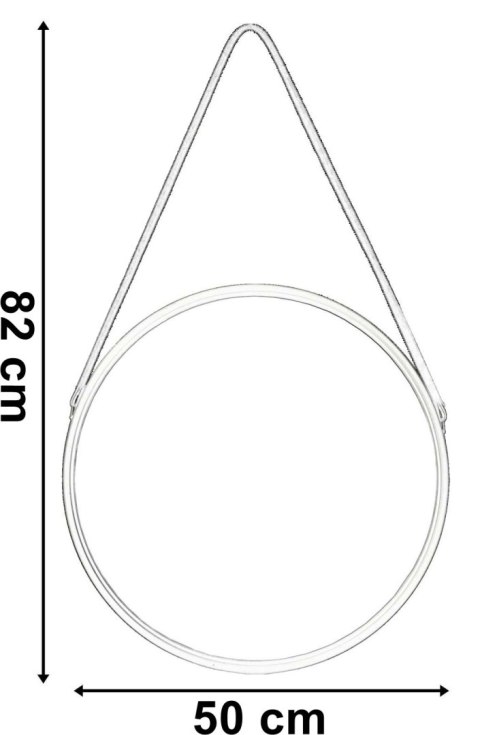 Lustro wiszące okrągłe MIRAGE na pasku 50 cm czarne Lustro wiszące okrągłe MIRAGE na pasku 50 cm czarne