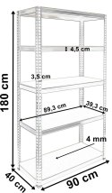 Regał magazynowy 5 poziomów 180x90x40 nośność 875 kg Regał magazynowy 5 poziomów 180x90x40 nośność 875 kg