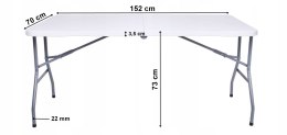 Stół cateringowy RICO składany w walizkę 150 cm biały