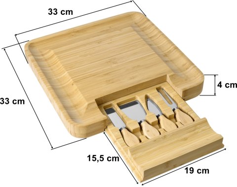 Deska bambusowa do serów ESTERA 33 cm z nożami Deska bambusowa do serów ESTERA 33 cm z nożami