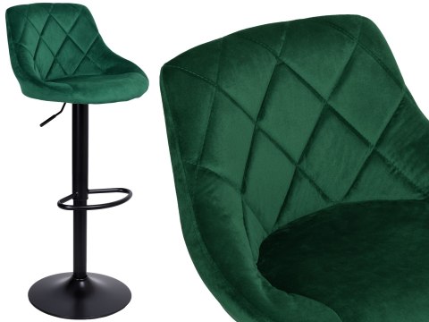Krzesło barowe CYDRO BLACK welurowe ciemnozielone VELVET Krzesło barowe CYDRO BLACK welurowe ciemnozielone VELVET