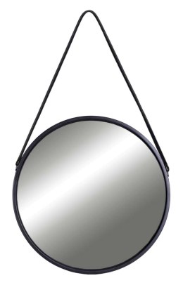 Lustro wiszące okrągłe MIRAGE na pasku 60 cm czarne